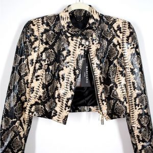 Guess Marciano Zoe Cropped Faux Snakeskin Jacket